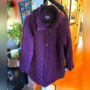 Gallery New York Womens Maroon Quilted Coat/Jacket Polyester Size 1X